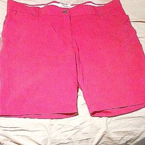 89th & Madison Pink Bermuda Shorts Flat Front Cotton Blend